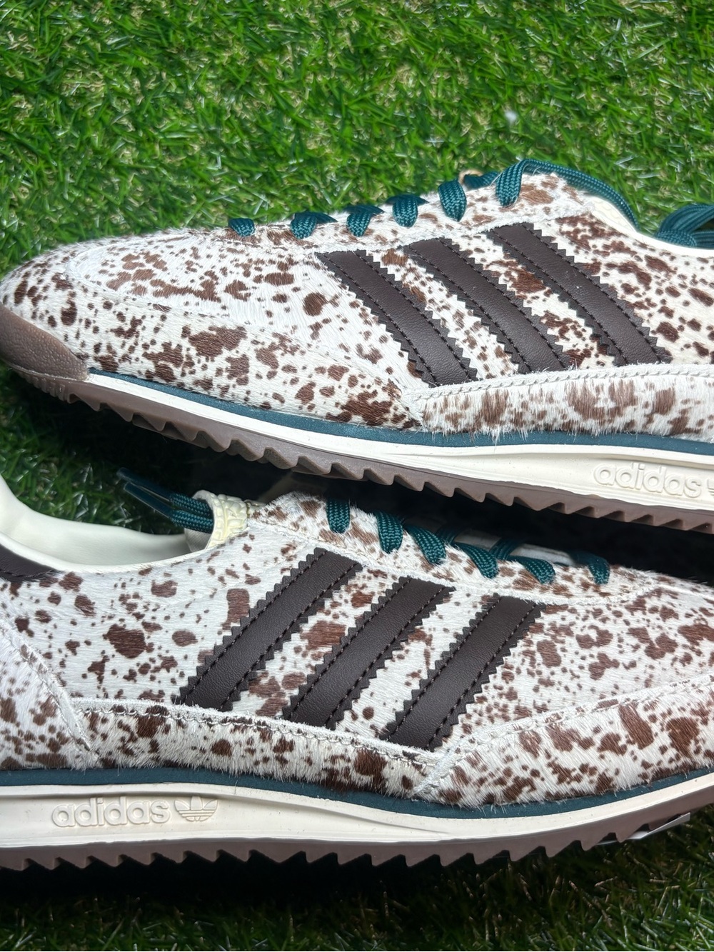 Adidas women’s white and Brown Speckle (cow print) with real cow fur